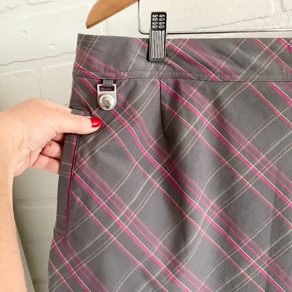 Golf America Skort Plaid Argyle Gray Pink Lime Green Sporty Cotton Stretch Sz 16 - Picture 5 of 14